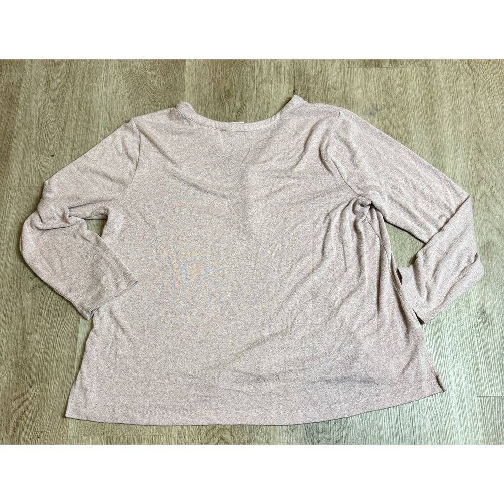 Soma Women's Pink Marled Long Sleeve Henley V Neck Cozy Top XL - Picture 6 of 8